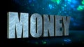 3D metal word money in blue bohek background, business currency concept. 3D rendering Royalty Free Stock Photo