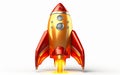 3D Metallic Cartoon Rocket Illustration Isolated in Space