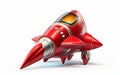 3D Metallic Cartoon Rocket Illustration Isolated in Space