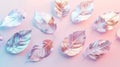 3D metallic leaves against a pink background Royalty Free Stock Photo