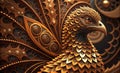 3D Metallic ornate bird illustration - AI generated image (Synthography art) Royalty Free Stock Photo