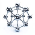 A 3D metallic representation of a molecular structure, illustrating atomic connections Royalty Free Stock Photo