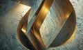 3D metallic sculpture with curved, metallic surface and textured, marble-like background.