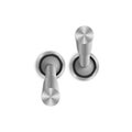 3d metallic toggle switcher. On and off modes. Realistic switcher design. Vector illustration