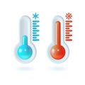 3d Meteorology Thermometers Set Plasticine Cartoon Style. Vector Royalty Free Stock Photo