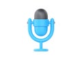 3d mic icon for podcast, music microphone render using on radio or live interview. Cute speaker for broadcast
