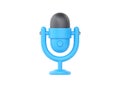 3d mic icon for podcast, music microphone render using on radio or live interview. Cute speaker for vocal and broadcast