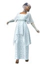 3D Mid age lady in 40s style dress