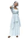 3D Mid age lady in 40s style dress