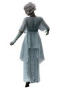 3D Mid age lady in 40s style dress