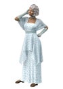 3D Mid age lady in 40s style dress