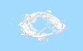 3d milk ripple splash isolated on blue background. 3d render illustration Royalty Free Stock Photo