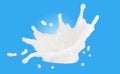 3d milk or yogurt ripple splash isolated on blue background. 3d render illustration, include clipping path Royalty Free Stock Photo