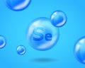 3D Mineral Se Selenium drop pill capsule. Blue nutrition design for beauty, cosmetic, heath advertising. Realistic