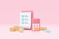 3d minimal calculator vector render concept of financial management. calculating financial risk planning, calculator with coins