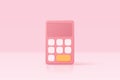 3d minimal calculator vector render concept of financial management. math device calculate isolated on pastel pink background.