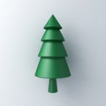 3d minimal christmas tree on white wall background with shadow