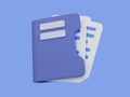 3d minimal document file icon. File archive. document folder with paperwork.