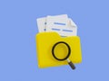 3d minimal documents analysis. document security concept. file examination. Checking work files for a security. documents with a