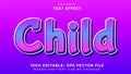 3d Minimal Gradient Word Child Editable Text Effect Design Template, Effect Saved In Graphic Style Royalty Free Stock Photo