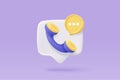 3d minimal icon call phone and bubble talk on purple background. Talking with service support hotline and call center concept. 3d
