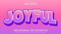 3d Minimal Word Joyful Editable Text Effect Design Template, Effect Saved In Graphic Style Royalty Free Stock Photo