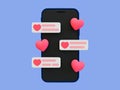 3d minimal lovely chat icon. romantic message conversation. valentine\'s concept.