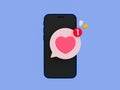 3d minimal lovely chat icon. romantic message notification icon. valentine\'s concept.