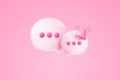 3D minimal notification bell icon with color objects floating around on pastel background. new alert concept for social media