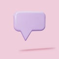 3D Minimal purpl chat bubble on pink background. concept of social media messages. Vector illustration