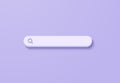 3D minimal search bar or magnifying glass in blank search bar on pastel background. Search bar design element on web browser. 3d