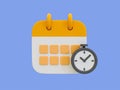 3d minimal time management concept. schedule notification. meeting reminder.