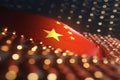 3d minimalist China flag bokeh background Generative AI