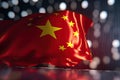 3d minimalist China flag bokeh background Generative AI