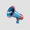 3d minimalist megaphone 3d rendering isolated on transparent background