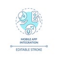 2D mobile app integration thin line blue icon concept Royalty Free Stock Photo