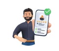 3D mobile app Programming Illustration. App development. Character working on web and application development Royalty Free Stock Photo