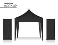 3D Mock up Realistic Tent Kiosk Booth With Banner POP for Sale Marketing Promotion on white Background Illustration. Event and