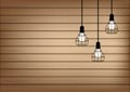3D Mock up Realistic Wood and Lamp Light Background Illustration