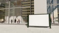 3D mockup blank horizontal advertisement billboard on street near building