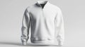 3D Mockup of a White Quarter-Zip Pullover Sweater Royalty Free Stock Photo