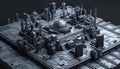3D Model Abstract Art of Impenetrable supreme quantum neural abstract cybersecurity citadel with intelligently adaptive AI