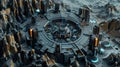 3D Model Abstract Art of Impregnable supreme quantum neural abstract cybersecurity citadel with intelligently predictive AI