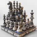 3D Model Abstract Art of Strategically evolving omnipresent abstract AI chess grandmaster mapping new infinite dimensions