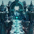 3D Model Abstract Art of Supreme quantum neural abstract cybersecurity citadel with intelligently adaptive AI countermeasures