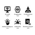 3d model, Ai application, Ai robot process, Artificial intelligence, Artificial life, Biometric passport, icon Royalty Free Stock Photo