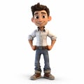 3d Render Cartoon Of Eli: Youthful Male Character With Crossed Arms