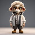 Urban Style 3d Cartoon Sheep With Glasses: Cute And Realistic Animation