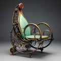 Nefarious 3ds Max Style Chair With Art Nouveau-inspired Illustrations Royalty Free Stock Photo