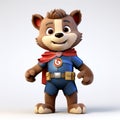 Superhero Bear: Photorealistic 3d Cartoon Character With Blue Outfit